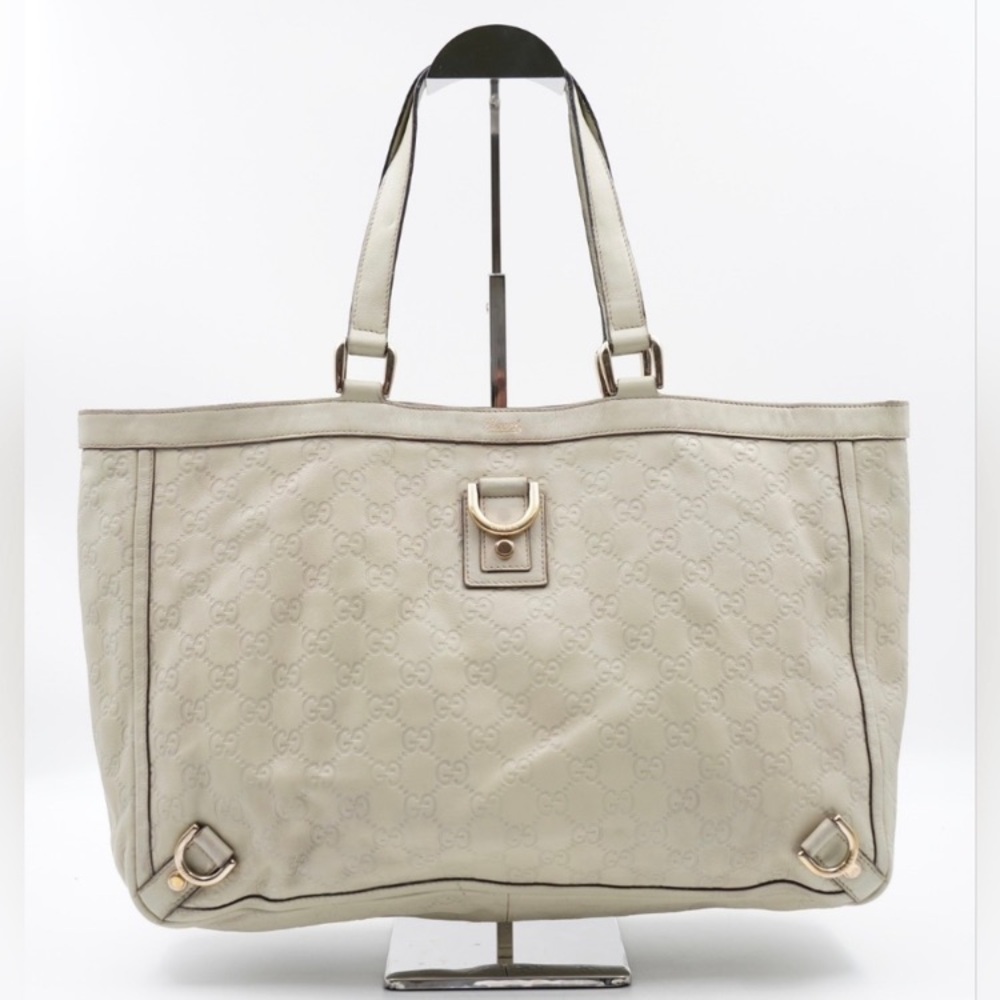 Gucci Guccissima Abbey D-Ring Tote Bag, bone color, pre-used